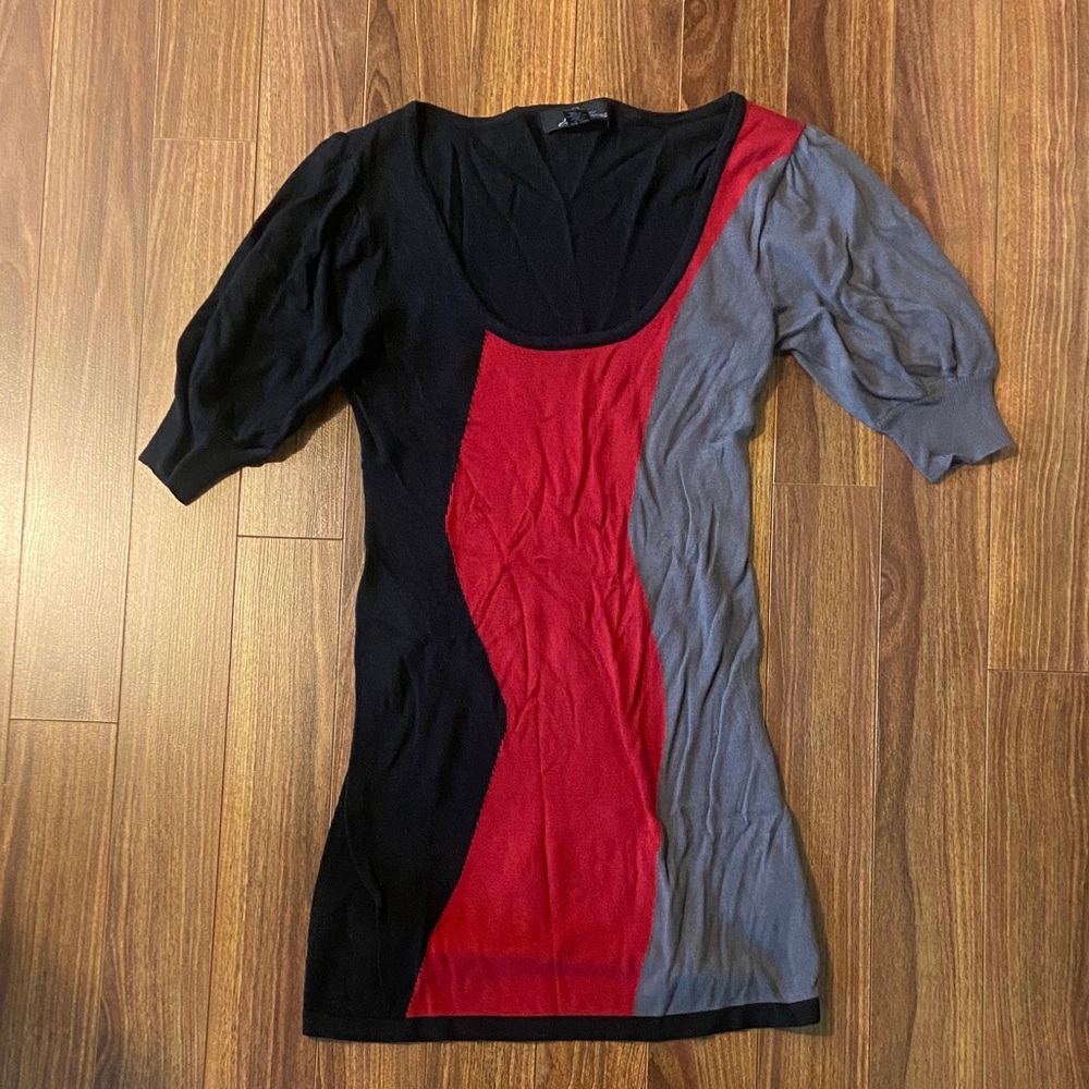 Elegant Long Sleeve Colorblock Dress